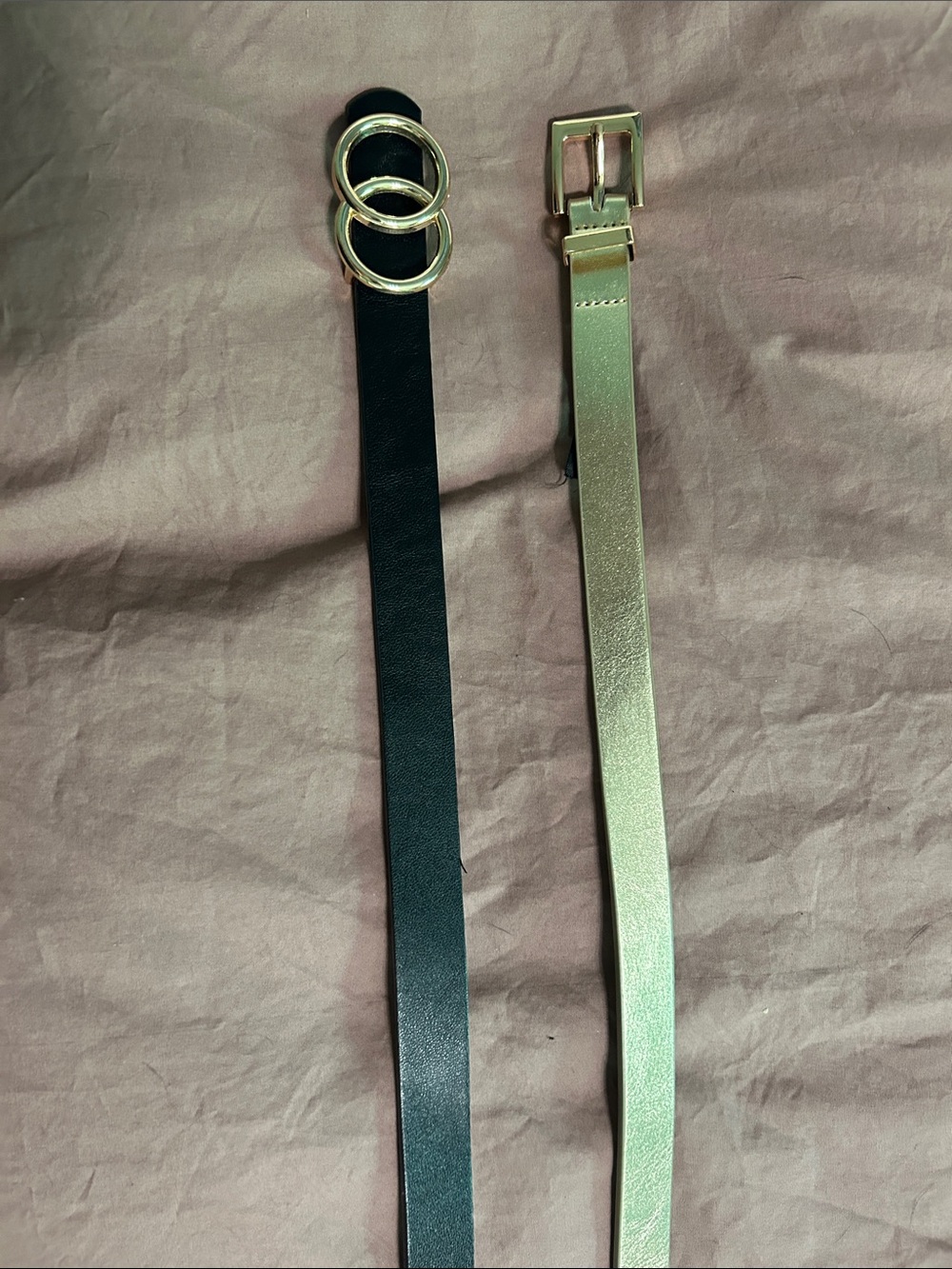 torrid Black Belt with Double Gold Rings & Gold Metallic Belt